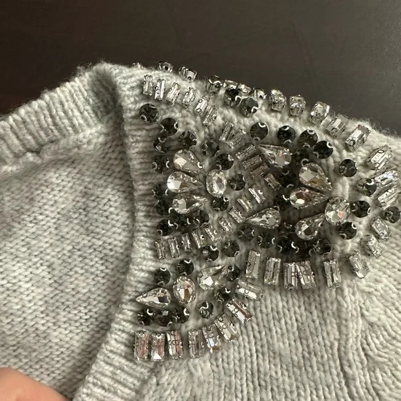 White House Black Market Embellished Gray Sweater - Picture 4 of 10